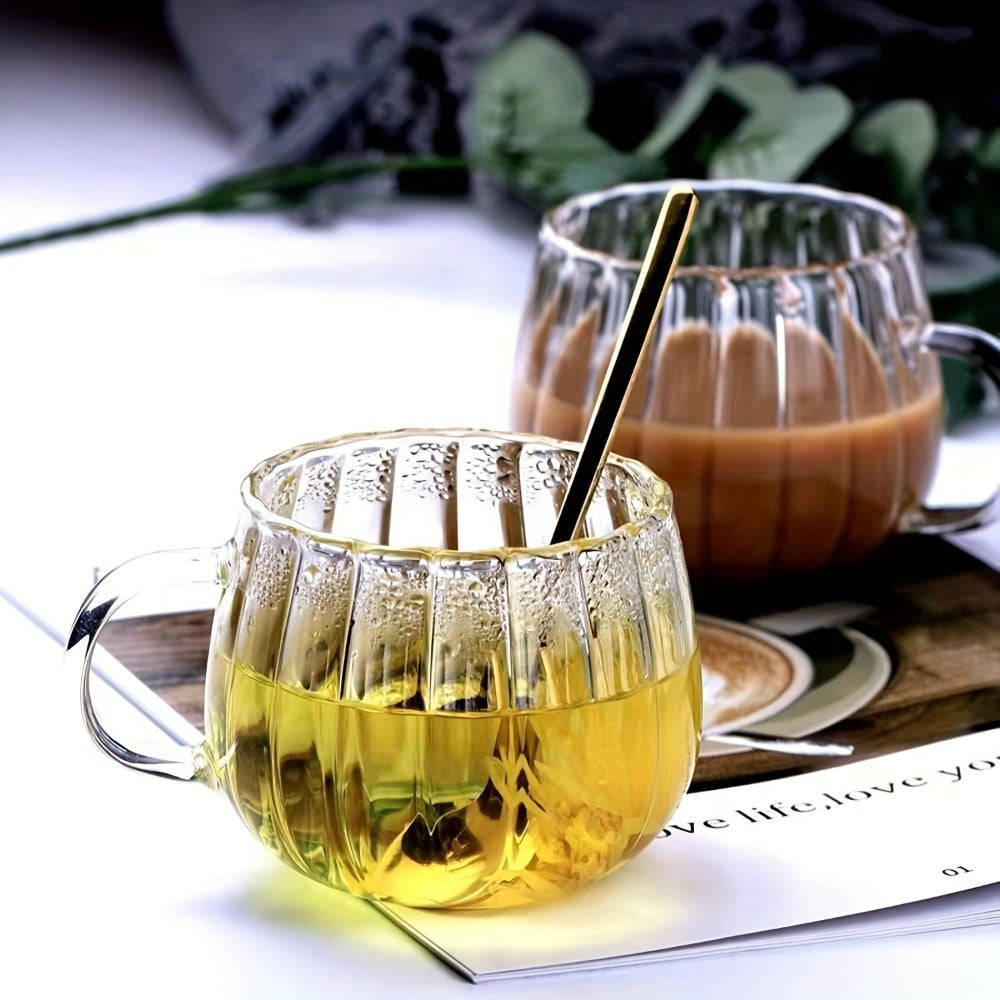 Almacén local, juego de 4/6 tazas de vidrio de borosilicato con asas en forma de calabaza, aptas para té, café, desayuno de avena, leche, zumo, bebidas frías, etc. Ligeras y duraderas, resistentes al frío y al calor.