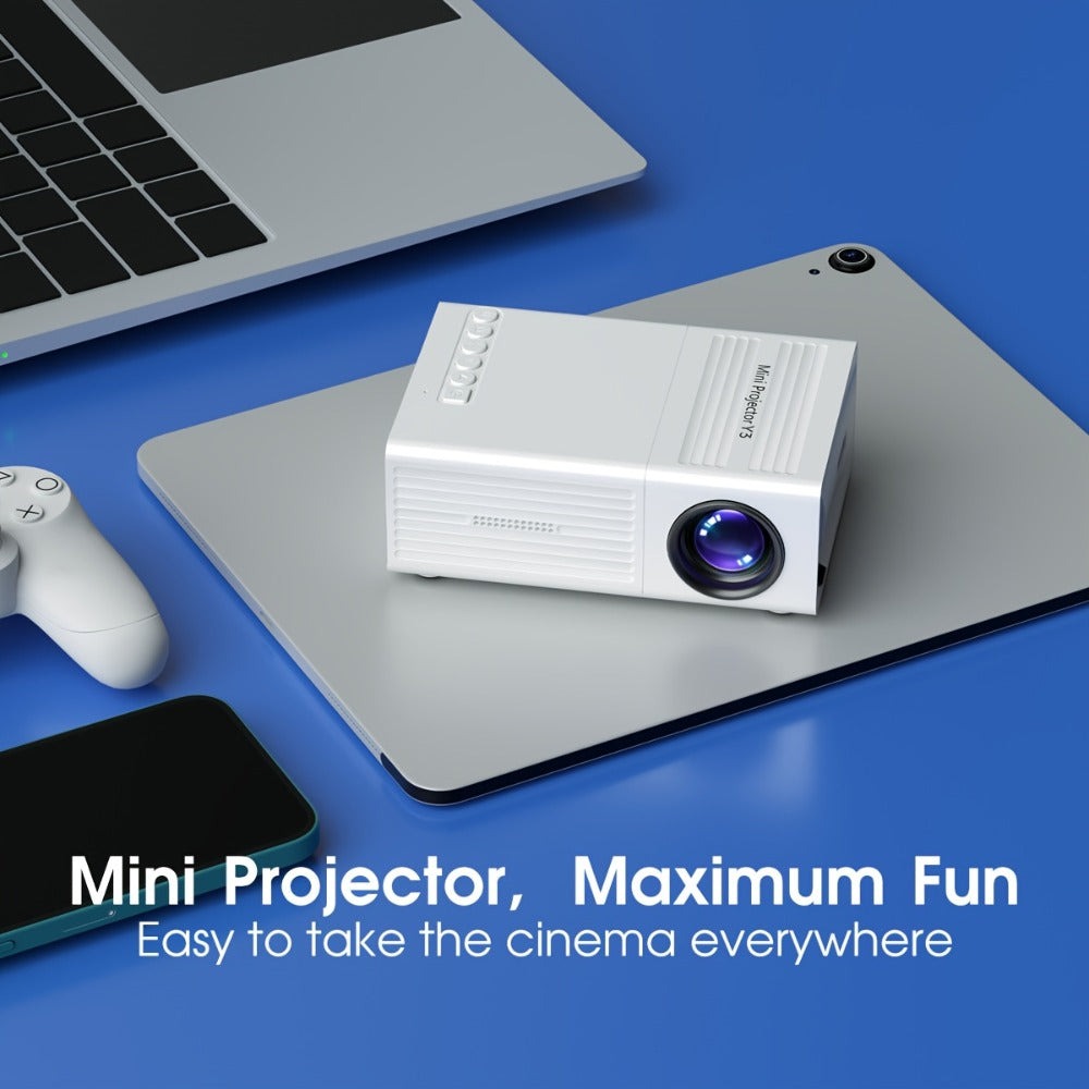 Proyector Portátil, Soporte 1080P, Conexión USB, Control Remoto - Compatible con Smartphones, Tablets, Laptops, TV Sticks y Unidades USB, Montaje de Escritorio, Pantalla LCD, Fuente de Alimentación, Control de Botones, Entrada HDTV, Resolución Local 720P