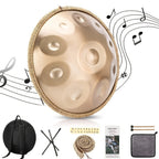 Tambor de Lengüeta de Acero de 22 Pulgadas con 10 Notas Afinadas 440Hz, Estilo Hand-Pan, para Relajación, Meditación, Práctica de Música Yoga, Incluye Baquetas y Bolsa de Transporte