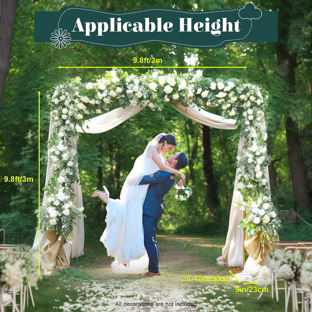 Arco de boda de metal de 3x3 m, soporte de fondo cuadrado ajustable en altura, soporte de arco de globo de metal rectangular para decoración de fondo de cabina de fotos de fiesta de cumpleaños de boda, arcos de boda amarillos para ceremonia, marco de cena