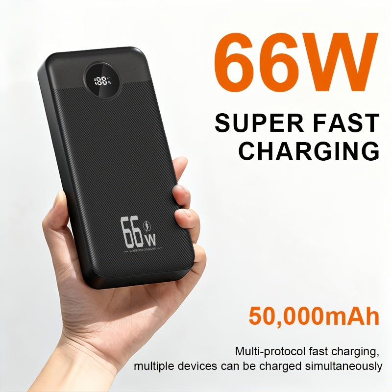 Batería externa | Banco de energía de 50000 mAh, cargador portátil de gran capacidad con carga rápida de 66 W, USB-C/USB-A, compatible con iOS y