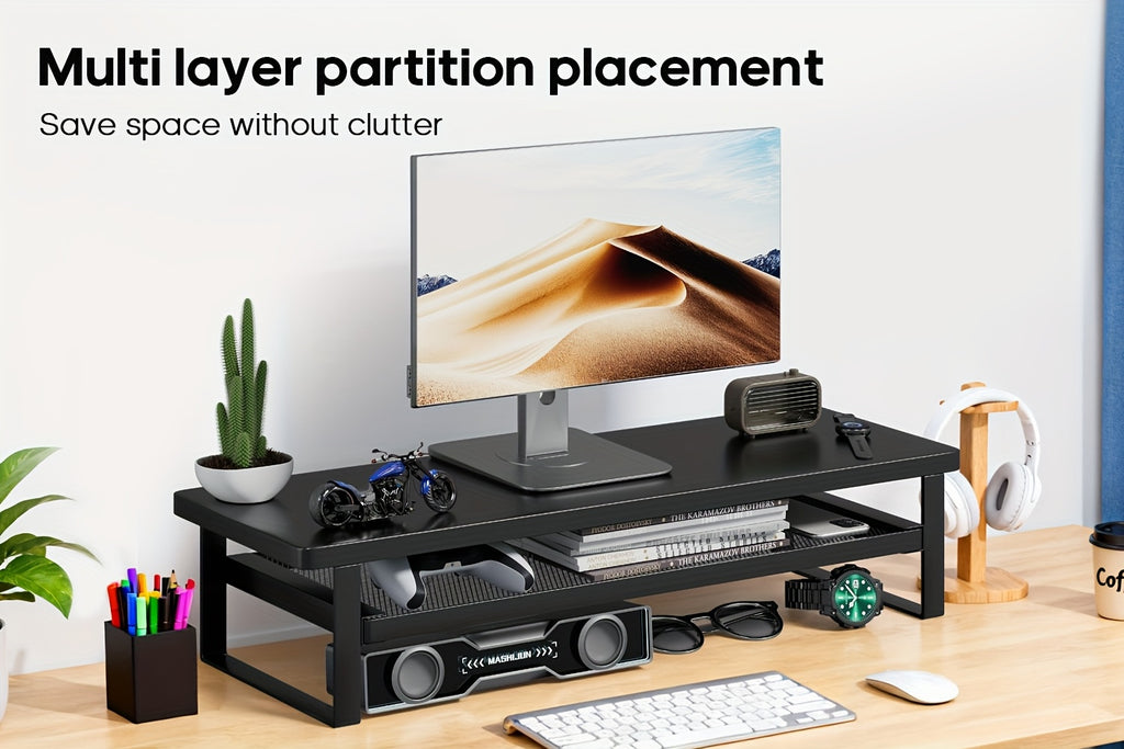 Soporte para portátil y monitor para escritorio oficina y teletrabajo | diseño funcional