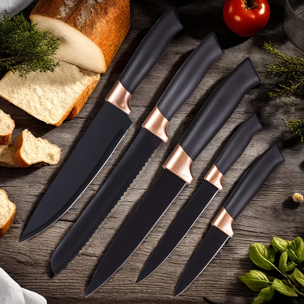 Juego de 19 Piezas de Cuchillos de Cocina con Bloque de Ventilación en Varios Colores. Incluye Cuchillo de Chef, Cuchillo de Carnicería, Cuchillo para Pan, Cuchillo Multiusos, Cuchillo para Frutas y Herramientas de Cocina. Hojas de Acero Inoxidable Premiu