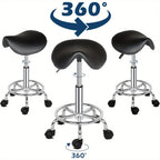 Bonnlo Taburete, Taburete Rodante de Altura Ajustable, Taburete de Trabajo Giratorio de 360°, Taburete Giratorio para Oficina/Salón/Bar, Cuero Sintético