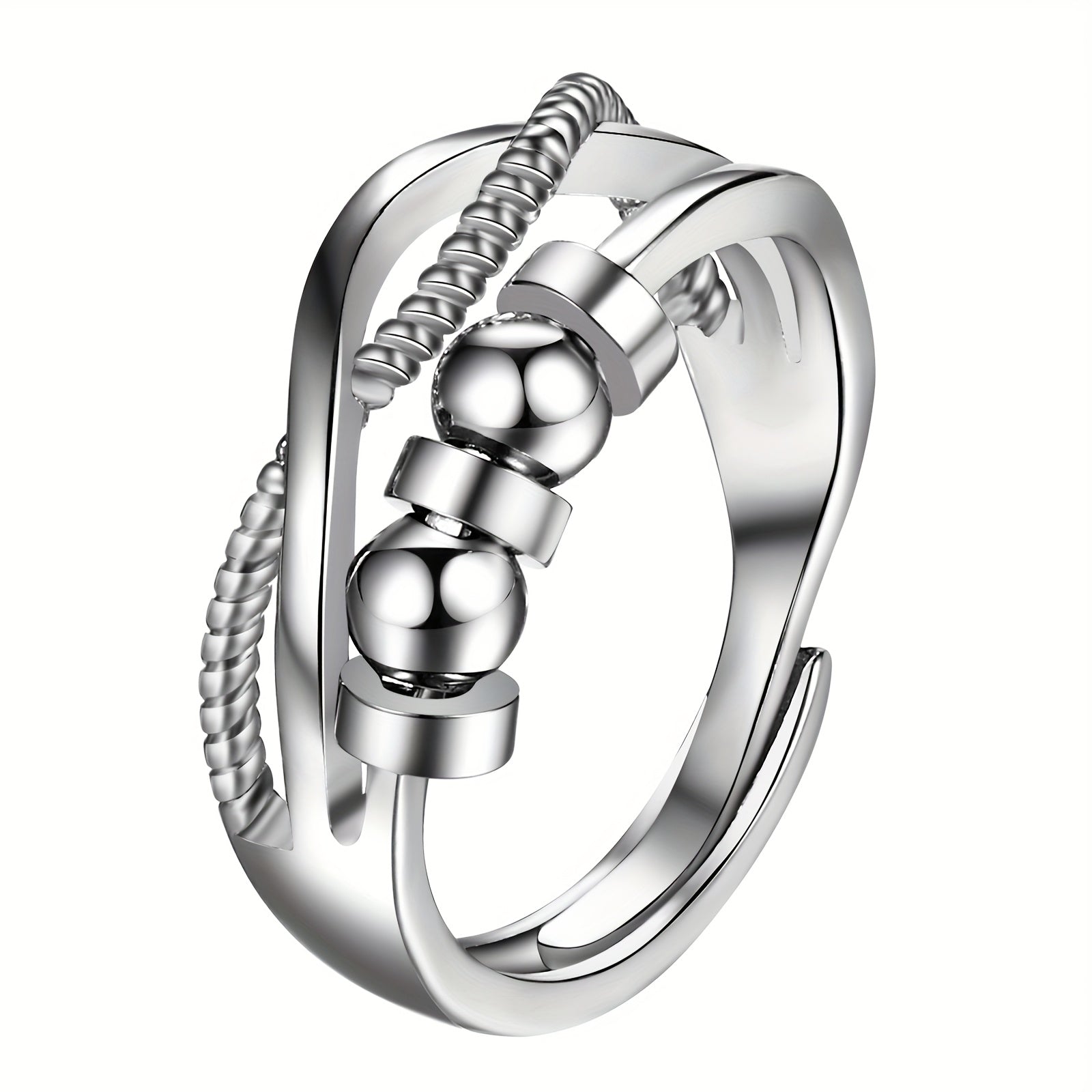 Anillo de ansiedad para mujer, anillo giratorio de acero inoxidable, anillo de meditación ajustable