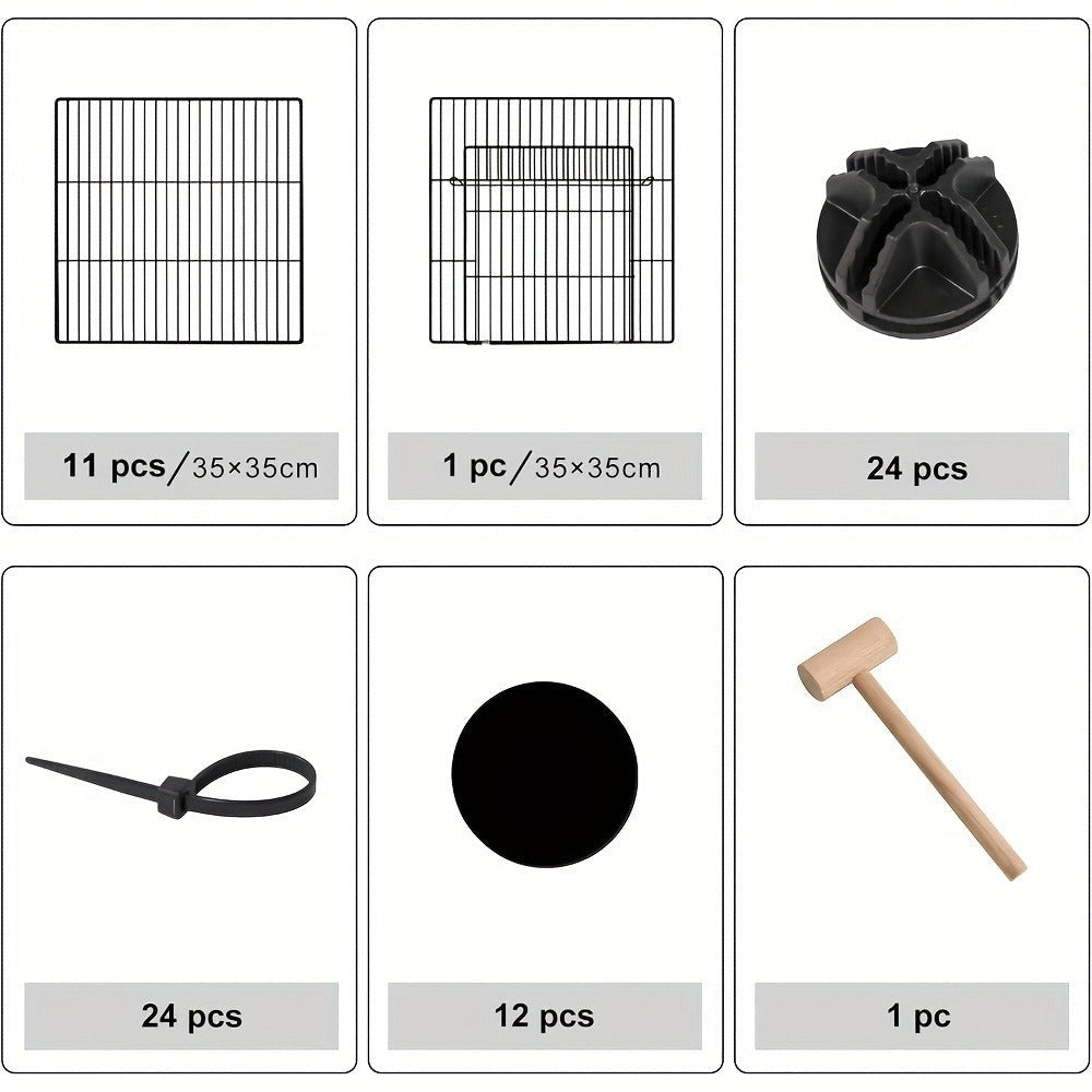 Barraza Compacta para Mascotas Pequeñas - Fácil de Instalar, Recinto Robusto y Expandible con Entrada para Uso Interior/Exterior - Ideal para Cachorros, Conejitos, Gatitos y Más
