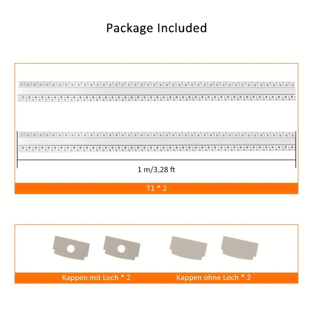 Perfil de canal de aluminio LED | Longitud de 2 m, ancho total de 6 cm | Ranura de 2.3 cm | Riel de montaje empotrado profundo | Sin fuente de luz | Ideal para montar tiras LED en techos, gabinetes, estantes, iluminación de cocina