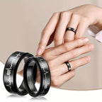 Anillo de pareja JewelryWe, carburador de tungsteno con corazones y latido, anillos de compañero, anillos de la amistad, anillos de boda, anillos de compromiso, banda,