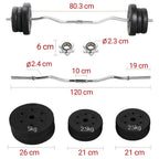 Juego de pesas Sz-Barbell Set Curlset 20/25/30 Kg, juego de barra larga con 6 discos, Sz-Bar para entrenamiento de fuerza, barra de curl con pesas