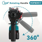 Juego de taladro percutor sin escobillas de 26 mm con broca, taladro rotativo de demolición a percusión inalámbrico de 4 velocidades para perforar hormigón, ladrillo y madera, compatible con baterías YOFIDRA
