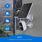 Cámara de seguridad inalámbrica para exteriores con energía solar Laxihub, resolución de video de 3MP, cámara CCTV alimentada por batería para seguridad en el hogar, alimentada por batería sin cables con energía solar, detección de movimiento con IA, foco