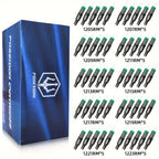 50 Agujas de Cartucho para Tatuaje Poseidon Surtidas en Varios Tamaños, Incluyendo Tipos Redondo Liner, Shader y Magnum, Disponibles en Opciones Curvas y Redondas