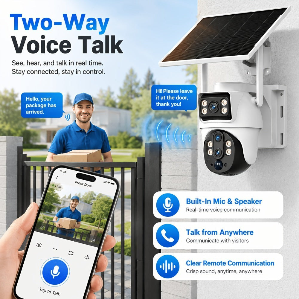 Cámara de Seguridad Exterior XIAOVV: Ofrece Versiones WiFi 2.4G o 4G LTE; Cámara PTZ con Zoom de 10x | Carga Solar | Rotación Horizontal de 355° y Rotación Vertical de 90° | Detección de Movimiento con IA, Área de Detección, Audio Bidireccional, Almacenam