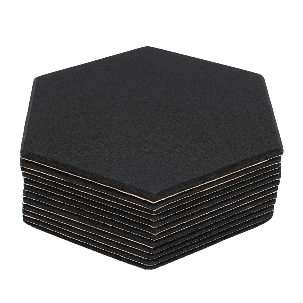 12 Paneles Acústicos Autoadhesivos | Paneles de Pared Insonorizados Hexagonales de Espuma Acústica de 30*35cm Fibra de Poliéster para Estudios de Grabación Negro
