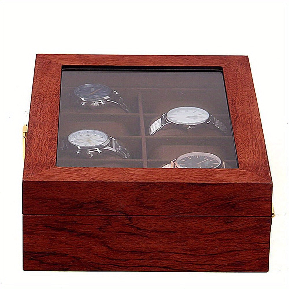 Reloj de joyería, caja de exhibición de madera, caja de almacenamiento de 10 ranuras, grano de roble, regalo.