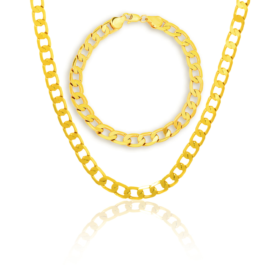 Set de dos piezas en plata 925 y oro (bracelete, collar), gramaje plateado de 10G, estilo hip hop urbano, regalo perfecto, hermosa caja de regalo gratuita