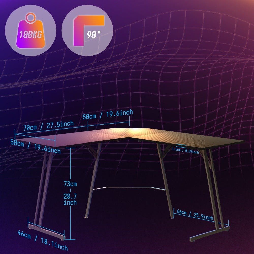 Escritorio de Esquina para Gaming 120x120cm, Escritorio en Forma de L, Mesa de Computadora para Oficina y Hogar, (con/sin Soportes para Monitor)