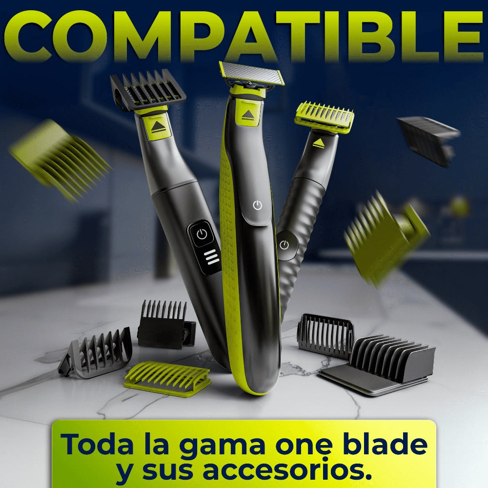 Recambios Cuchillas Compatibles One Blade – Cabezal de Afeitado Repuesto para Maquinilla Hombre – Modelos QP2520 QP2530 QP2630 QP6510 QP6520 – PACK 2
