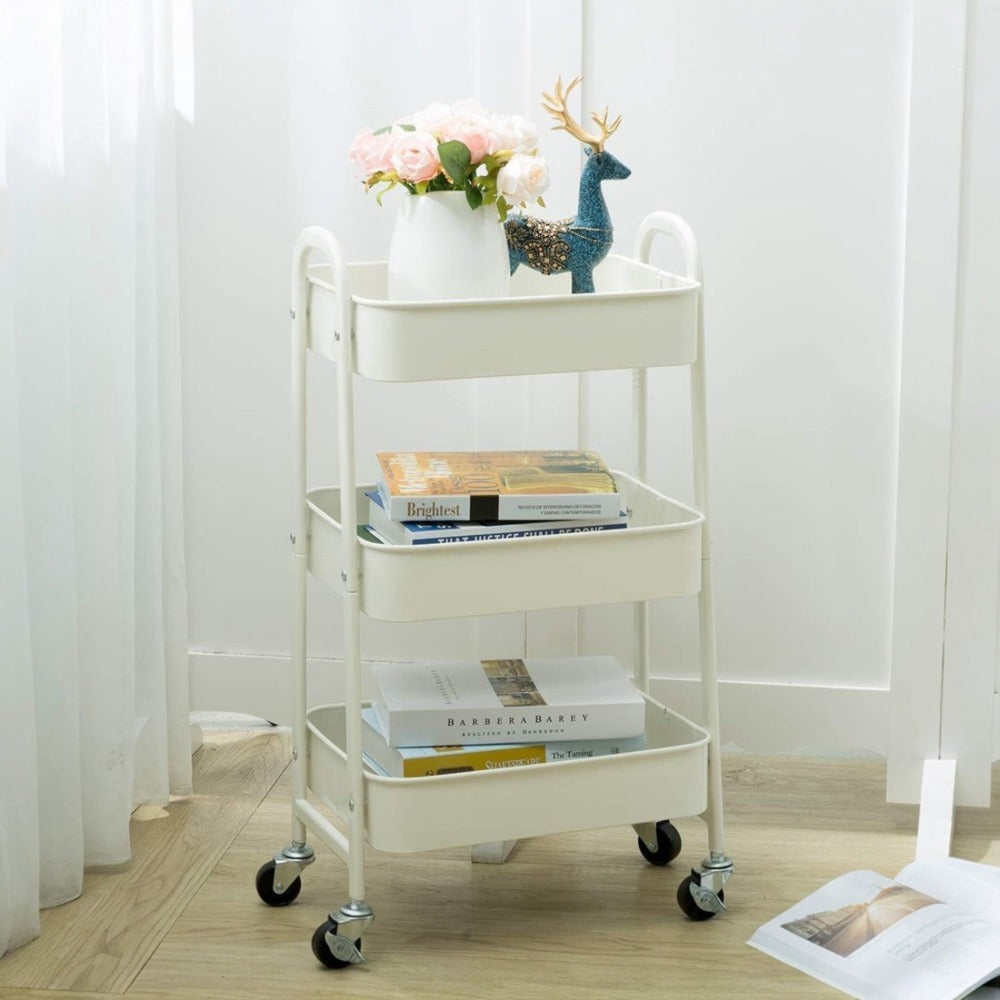 Estantera Metlica Modular de Almacenaje: Organizacin Verstil para Espacios Amplios y Compactos - Acero Galvanizado + 4 Baldas MDF, 70 x 39 x 29cm - 100Kg por Balda Estanteria cesta cesto de Fruta o Multiuso de 3 pisos ( fruta-001)