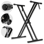 Soporte para teclado ajustable en altura de 49 cm a 97 cm, plegable tipo X con doble refuerzo para teclados y pianos digitales (barra fija)