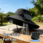 Sombrero de pesca para hombre de ala ancha con ventilador solar, incluye 2 ventiladores, recargable, ala grande, fresco y transpirable, apto para diversas ocasiones: correr, acampar, pescar, viajar