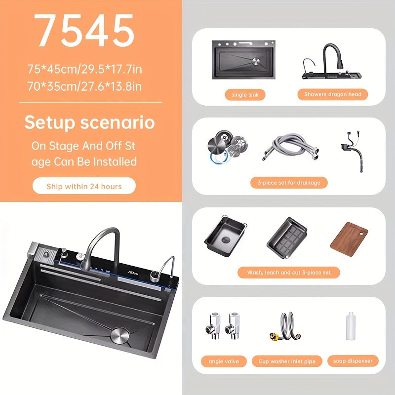 Fregadero de acero inoxidable con accesorios 44.96 cm | Cocina, bar y preparación