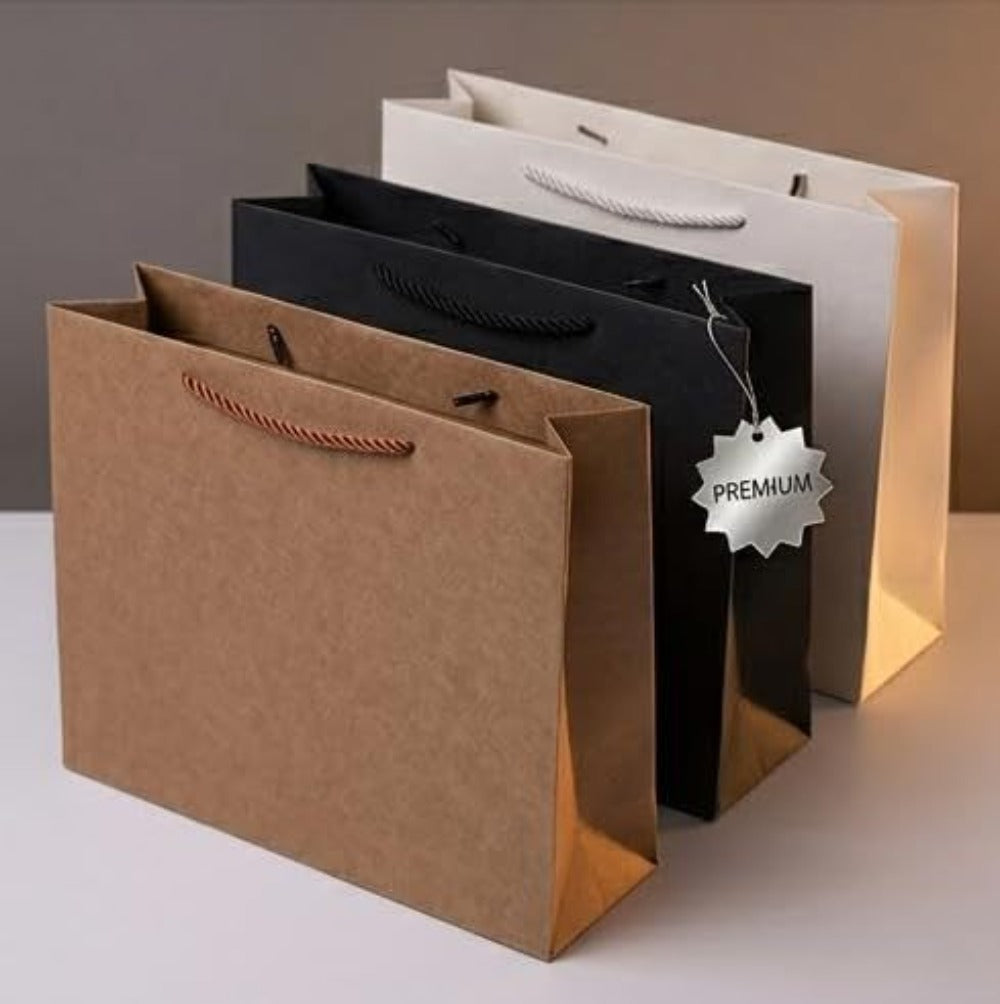 Pack de 12 Bolsas LUJO para Regalo con Asas de Cuerda,Bolsa Premium de Papel Grueso 230GSM，Fondo Reforzado, Ideales para Regalos, Eventos y Uso Profesional