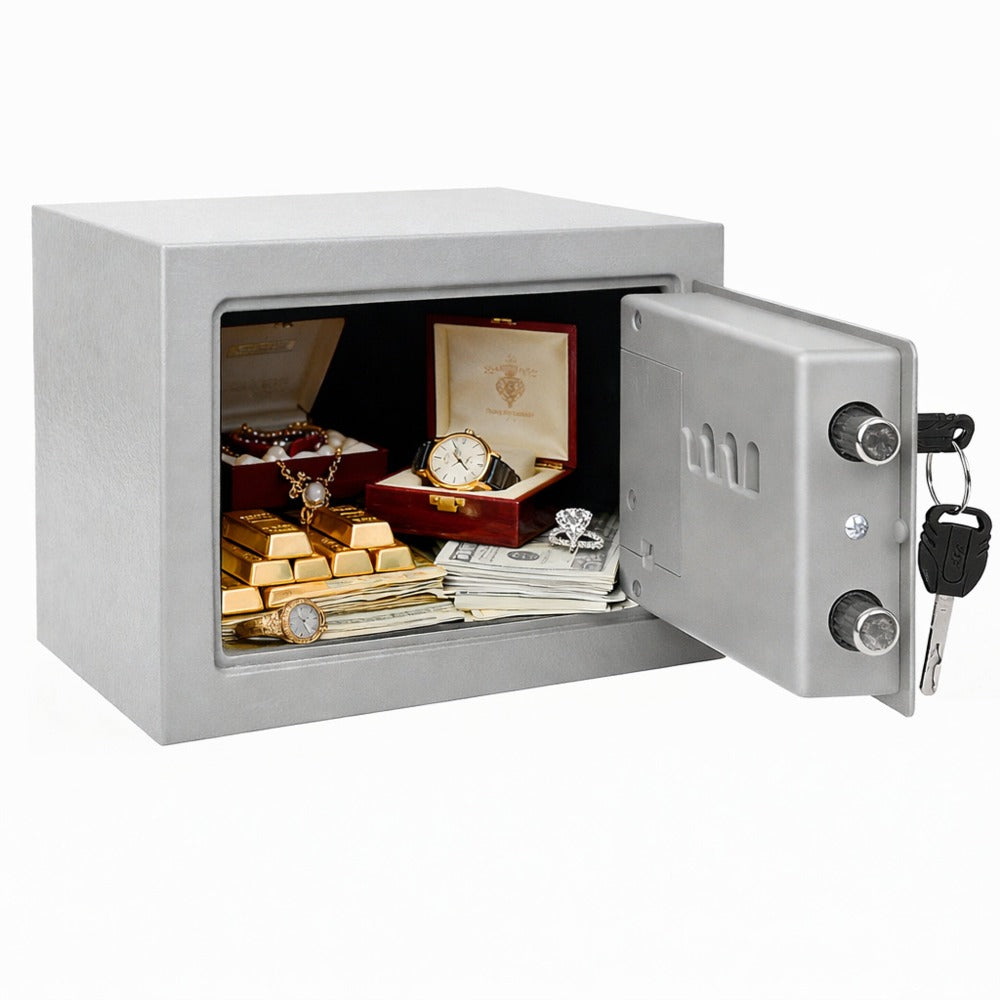 Caja Fuerte Seguridad Digital 4L Nyana Home | Cerradura Electrónica con Código + 2 Llaves de Emergencia | Acero Reforzado Negro Antirrobo | Ideal Hogar, Oficina y Hotel | Montaje en Pared o Suelo con Pernos Incluidos | Panel LED Indicador de Estado | Prot