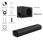 Barra de sonido con subwoofer, barra de sonido para Smart TV, minibarras de sonido con conexión ARC/óptica/AUX/inalámbrica, sistema de sonido envolvente para TV/PC/juegos/proyectores con control remoto por infrarrojos