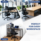 Silla de oficina ergonómica con reposacabezas y soporte lumbar, silla giratoria de escritorio con altura ajustable, silla de ordenador con respaldo de malla transpirable, reposabrazos y ruedas para oficina en casa, estudio, gaming