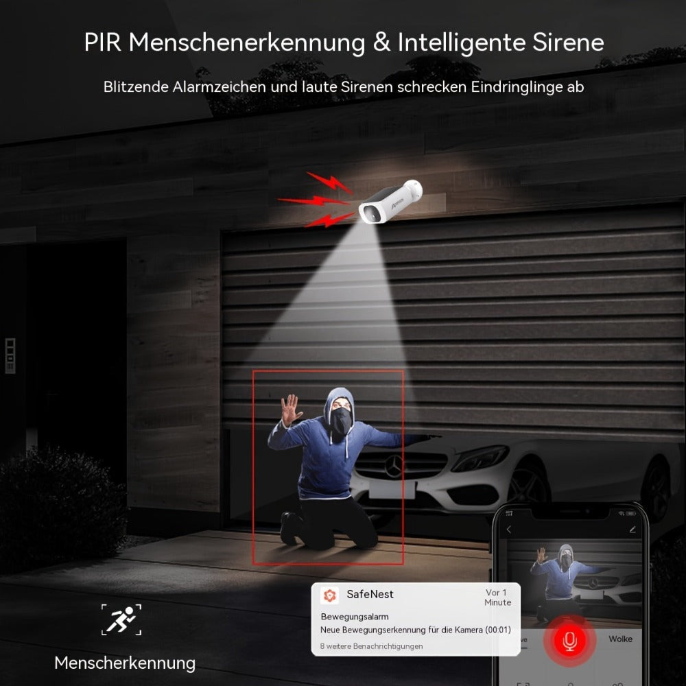 Cámaras de Seguridad Solar WiFi para Exteriores, Visualización de Alta Calidad, Sistema de Energía Solar Integrado para una Fuente de Energía Confiable, Capacidad de Detección Humana PIR para Garantía de Seguridad, Diálogo de Audio Bidireccional