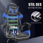 Silla Gaming con Reposapiés, Silla Gaming Ergonómica, Silla de Ordenador con Soporte Lumbar, Reposacabezas, Sillas de PC Ajustables en Altura con Asiento Giratorio de 360° para Oficina o Gaming