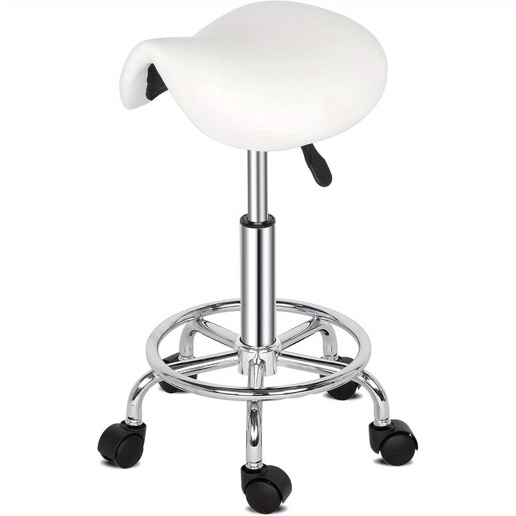 Bonnlo Taburete, Taburete Rodante de Altura Ajustable, Taburete de Trabajo Giratorio de 360°, Taburete Giratorio para Oficina/Salón/Bar, Cuero Sintético