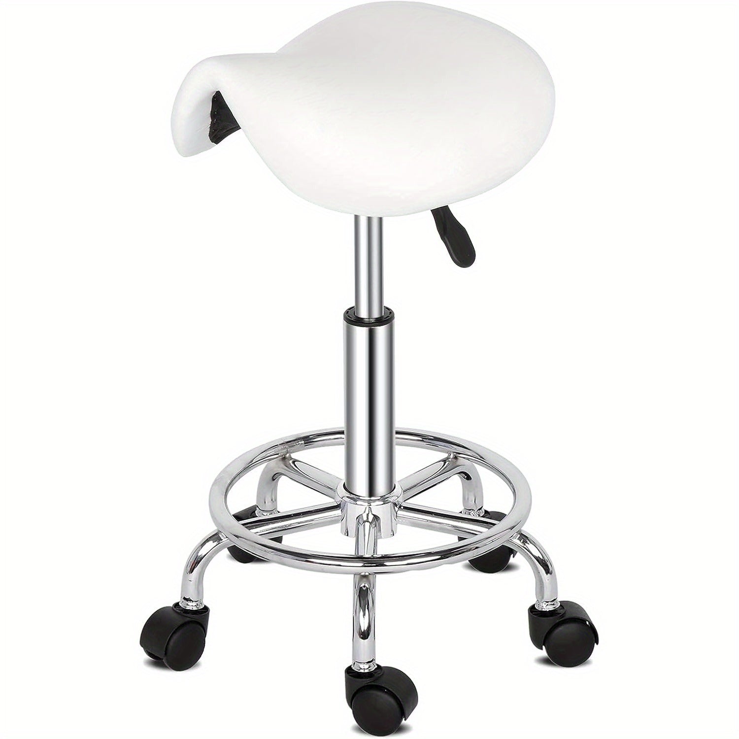 Bonnlo Taburete, Taburete Rodante de Altura Ajustable, Taburete de Trabajo Giratorio de 360°, Taburete Giratorio para Oficina/Salón/Bar, Cuero Sintético