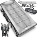 Tillvex® Cama Plegable para Camping con Bolsa de Transporte, Soporta Hasta 200 kg, Cama Extra Ancha para Camping, Cama de Campaña, Cama de Pesca para Uso en Exteriores e Interiores, Cama Plegable para Invitados, Portátil para Jardín, Camping, Pesca, Festi