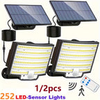 Luz solar exterior con sensor de movimiento 2 piezas | Jardín, entrada y seguridad exterior