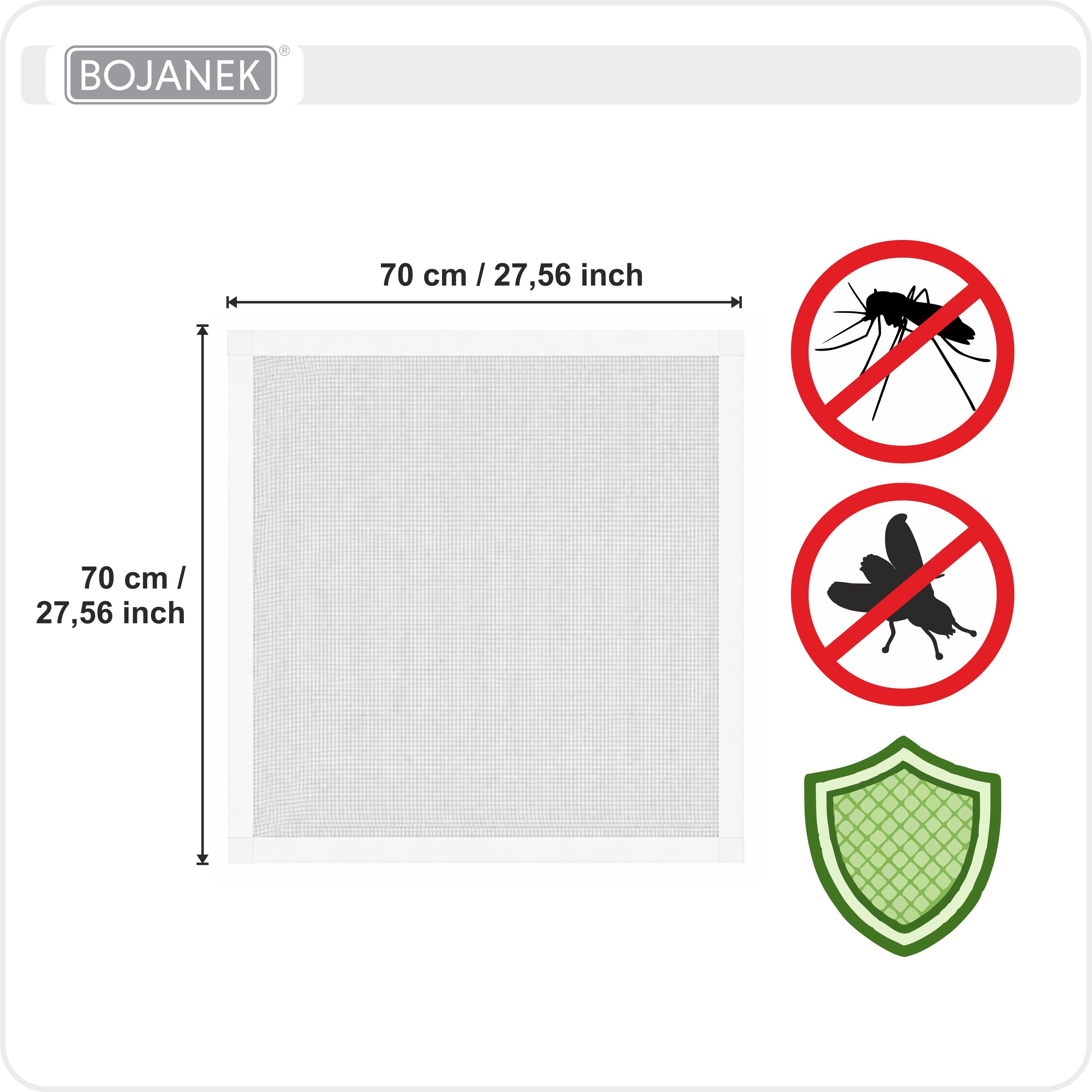 Mosquitera con marco blanco para ventana - BOJANEK - Marco de aluminio blanco - 30 tamaños - Mosquitera no invasiva para ventana - Malla de fibra de vidrio gris - Mosquitera contra mosquitos, moscas e insectos - Mosquitera para marco de ventana sin taladr