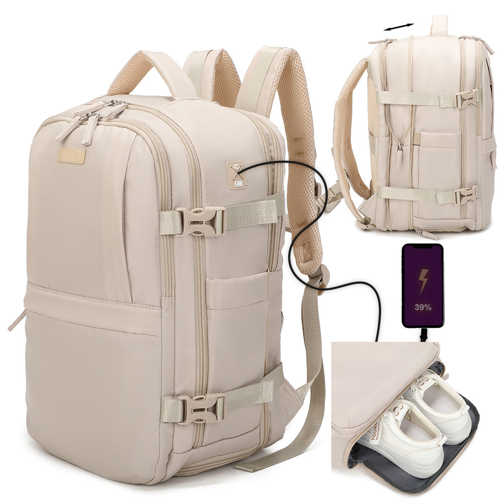 Mochila de cabina expandible 40x25x20-25cm | compartimiento para zapatillas | Mochila casual compatible con portátil 14 pulgadas