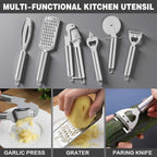 Colección de 20 piezas de cuchillos profesionales con soporte. Cuchillo de chef, cuchillo de carnicero, cuchillo para pan, cuchillo para rebanar, cuchillo deshuesador y utensilios de cocina completos. Construcción de espiga completa con mangos antidesliza