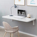 Escritorio Flotante de Pared 60x30 cm / 60x30 cm, Ahorro de Espacio con Estructura de Metal Resistente y Recubrimiento en Polvo Blanco - Escritorio de Computadora con Tapa Abatible, Ideal para Espacios Pequeños, Dormitorio, Esquina de Cocina, Oficina en C