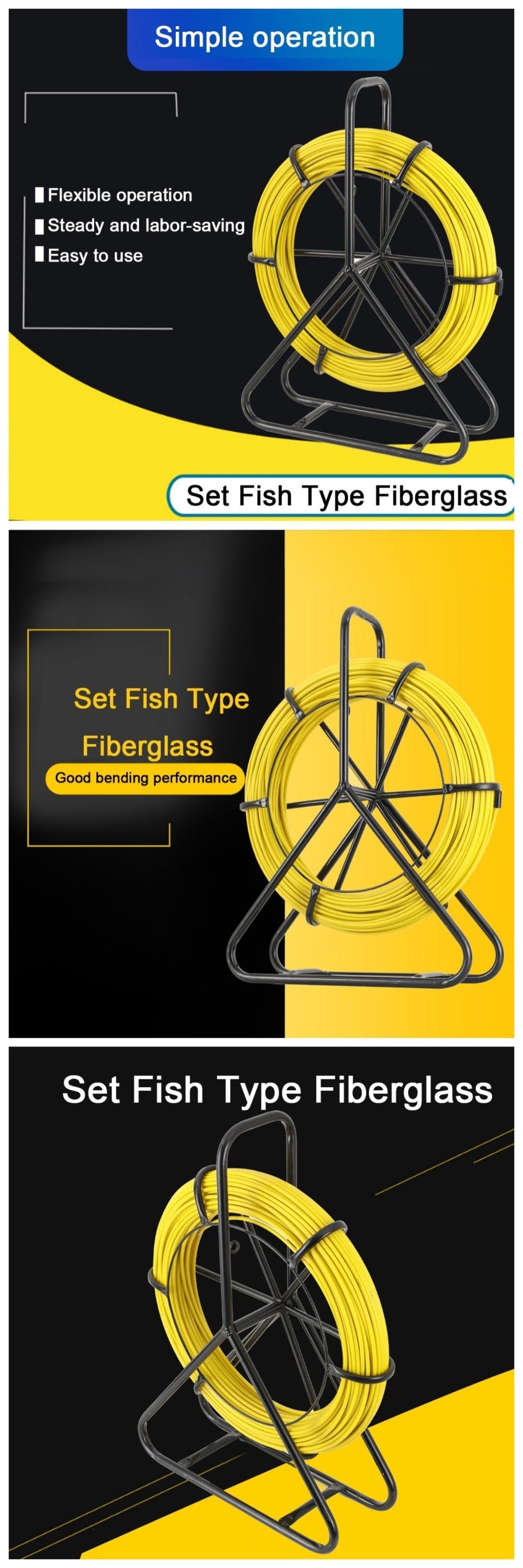 Tubo guía de cable de fibra de vidrio 6 mm x 100 m, tubo guía de cable de fibra de vidrio con soporte de acero, pasacables, tubo guía de cable, rueda guía de tubo de cable