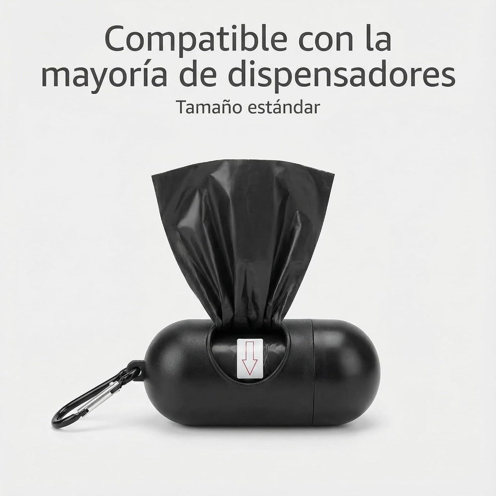 Bolsas Caca Perro 600 Unidades, 40 Rollos Gruesas Anti-Fuga, Bolsas Excrementos Perros Negras 23x30 cm, Recambio Rollos Mascotas, Bolsas Higiénicas Resistentes - HANSEL HOME