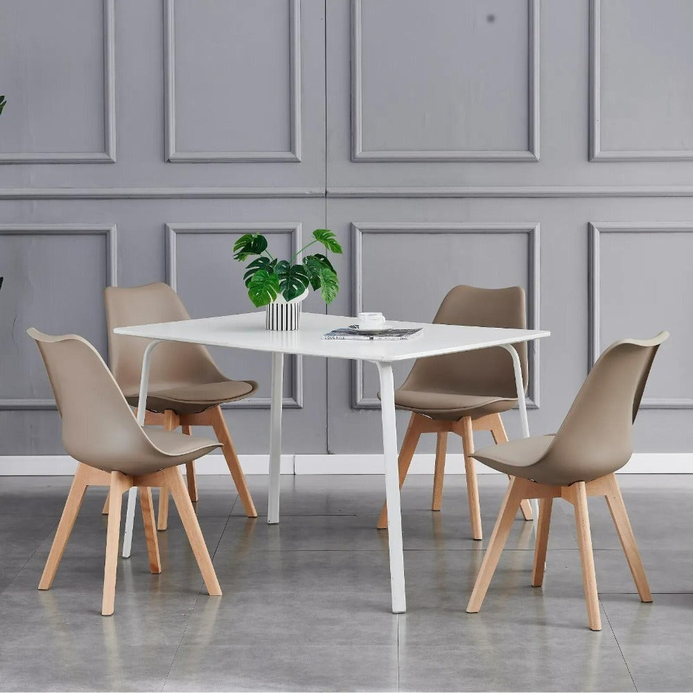 Sillas de comedor MCC Direct en juego de 4 piezas, sillas de cocina, sillas de oficina, silla de concha de diseño, "Eva" disponible en 7 colores de moda