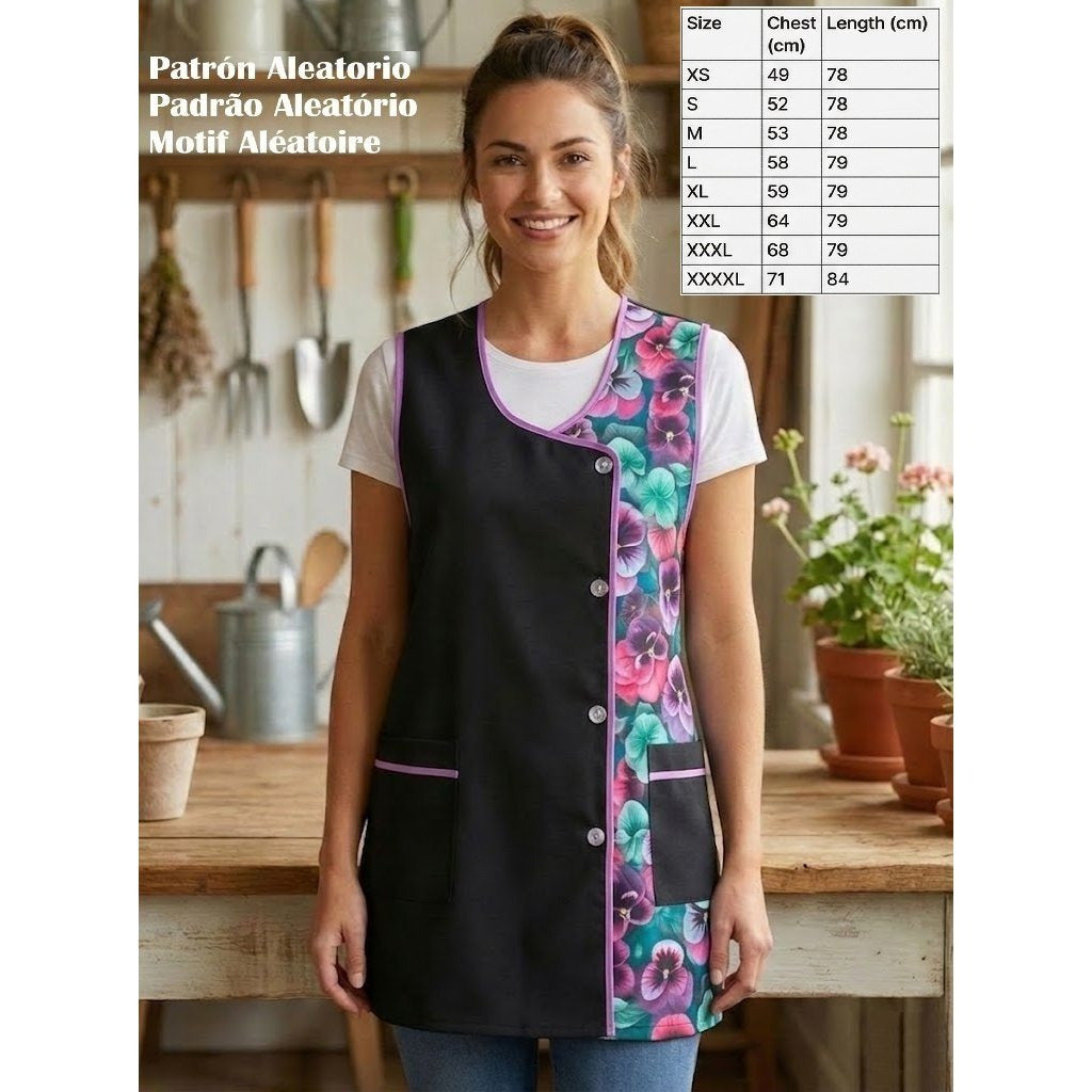 Mandilón de Cocina para Mujer Estampado Patrón Aleatorio Cómodo y Resistente