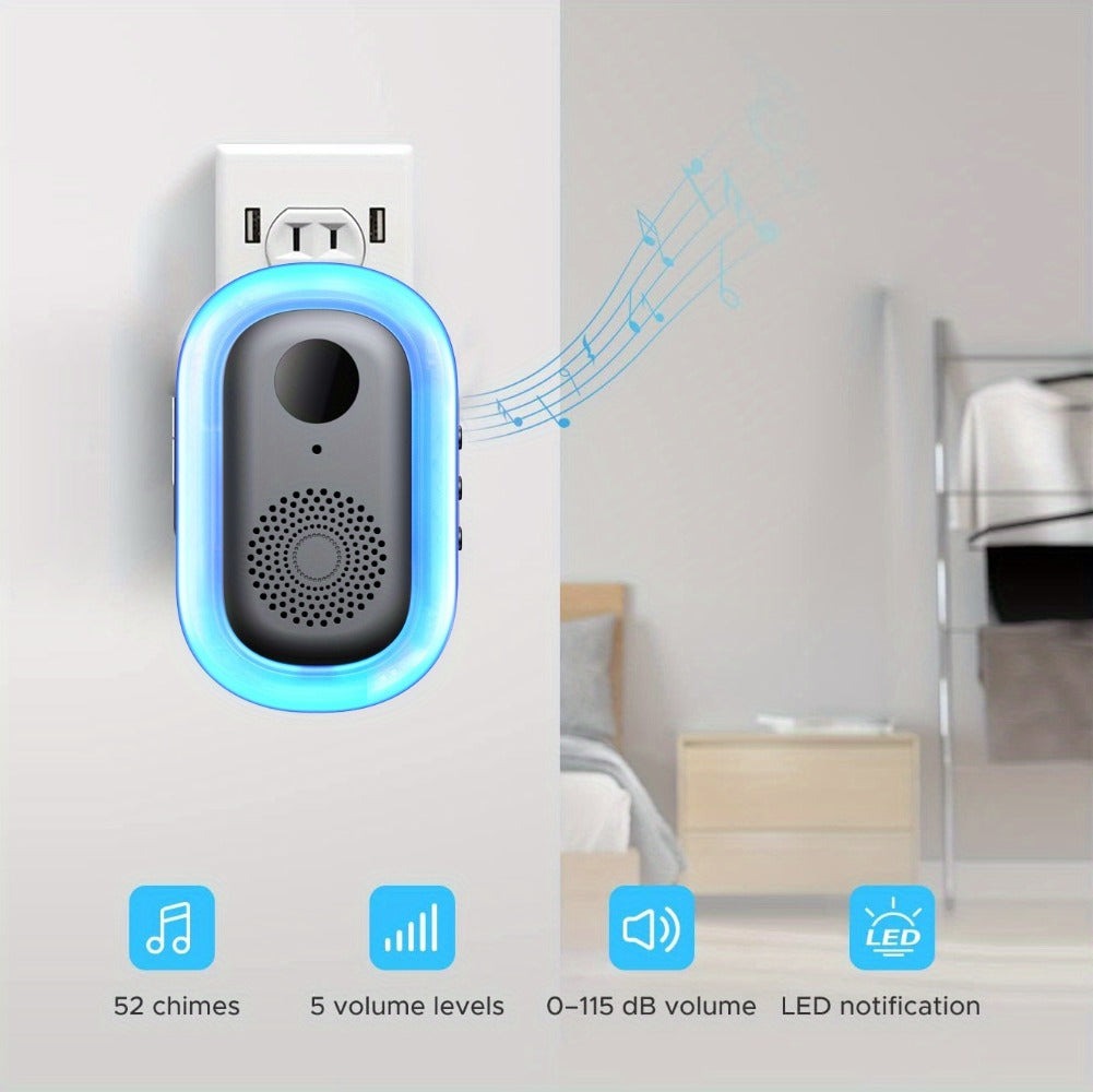 Timbre sin varillas, timbre de video inteligente, cámara de timbre inalámbrica con detección de personas PIR, timbre de seguridad WiFi con cámara, audio bidireccional, cambio de voz, foto y grabación, visión nocturna, timbre de video con 60 tonos, 5 nivel