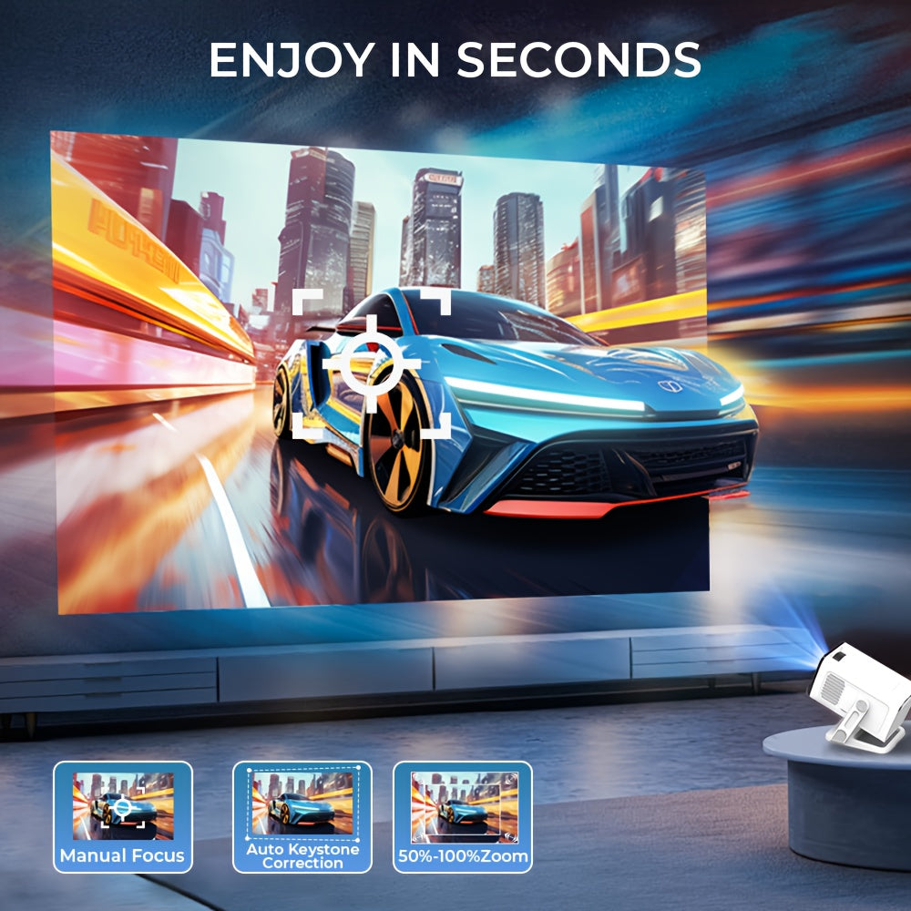 Proyector | [Apps Integradas y Mejoras 2026] Mini Proyector Inteligente Portátil con Wifi 6 y BT5.4, Android 11, Soporte 4K | Proyector de Cine