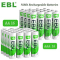 EBL ofrece un juego de 32 pilas Nimh recargables, que incluye 16 pilas AA con una capacidad de 2800 mAh y 16 pilas AAA con una capacidad de 1100 mAh