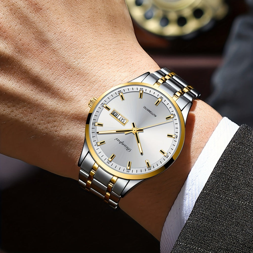 Dianpai Reloj mecánico automático de caja de latón para mujer, sofisticado y elegante, con un estilo deportivo casual y moderno, perfecto como regalo de cumpleaños