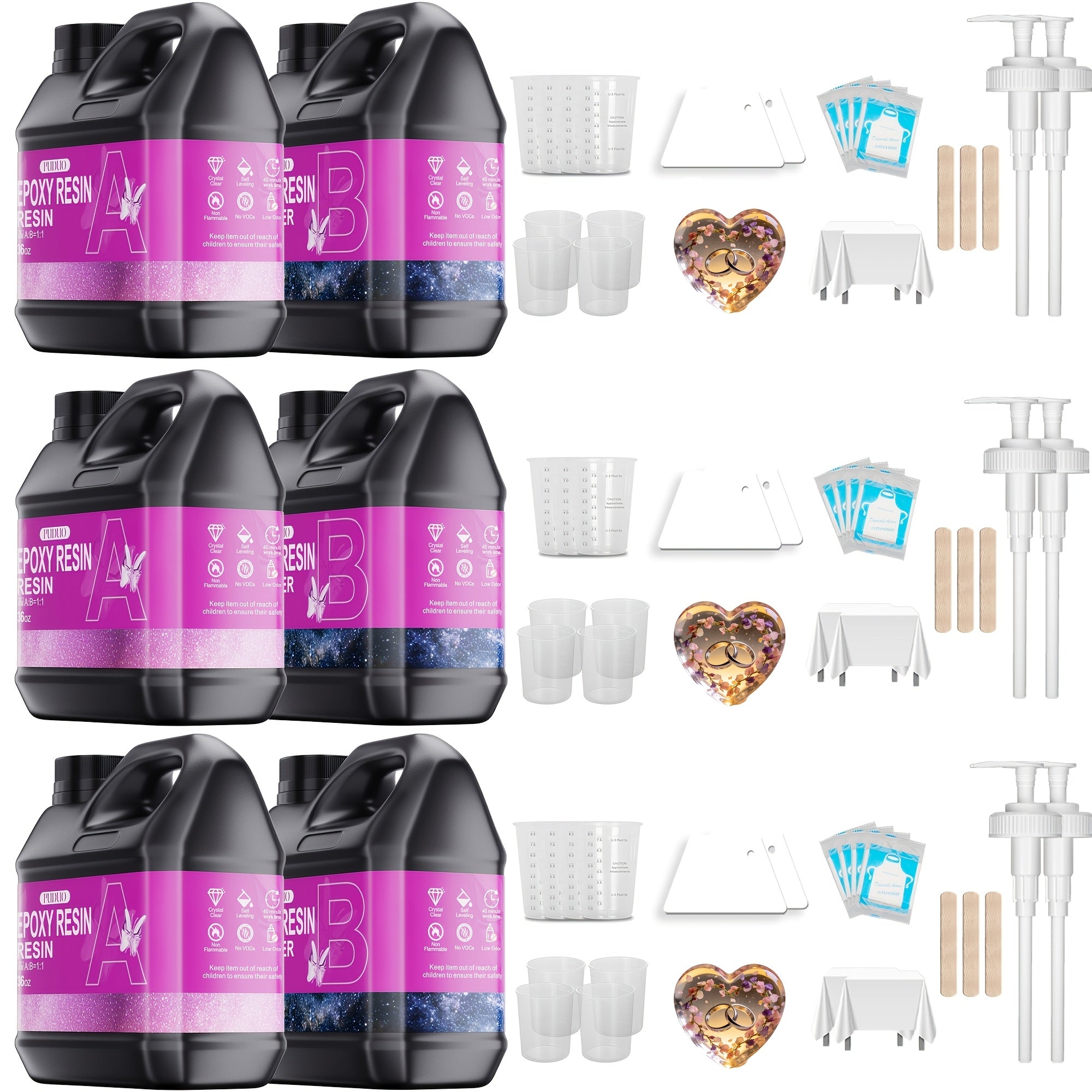 6.39 L Kit de Resina Epoxi para Mesas Perfecto para Proyectos de Manualidades, Kit de Resina Autonivelante Transparente con Mezclador, Sistema de Recubrimiento y Vertido para Madera, Vasos, Fabricación de Joyas, Arte, Recubrimiento, Fundición y Regalos (2