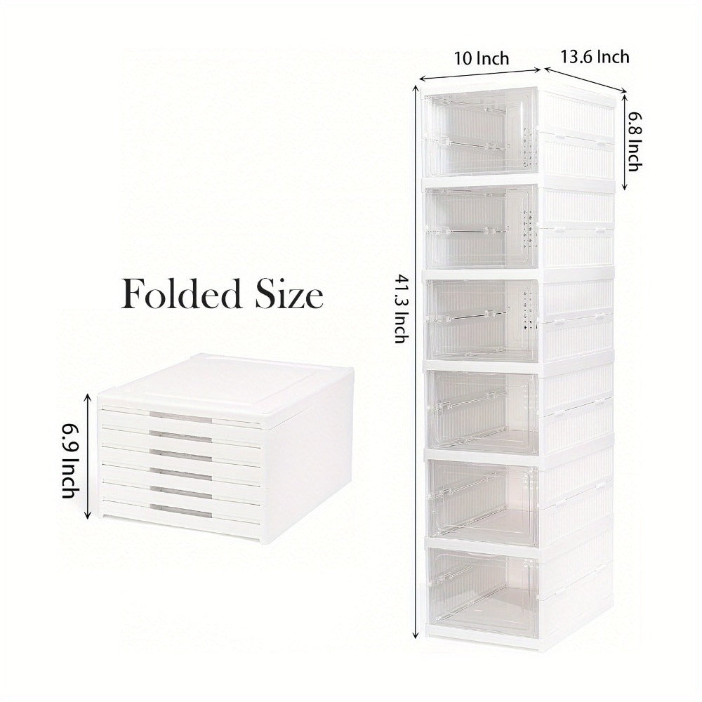 Cajas de zapatos apilables, contenedores de almacenamiento de plástico grueso de 6/9 niveles – Estante de zapatos plegable y abatible con diseño de tapa abatible, no requiere montaje, diseño vertical que ahorra espacio, apto para zapatillas/botas/tacones